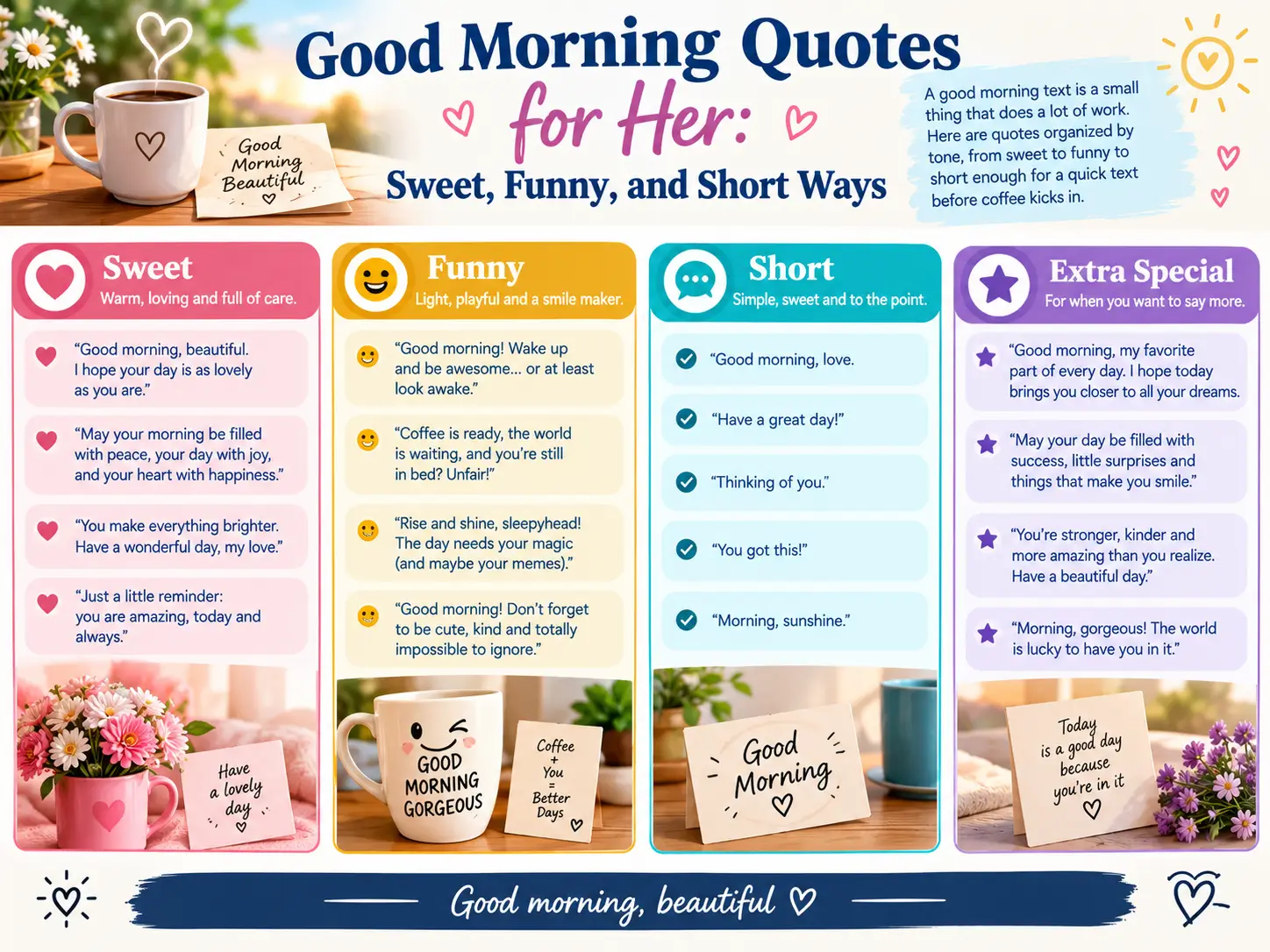 Good Morning Quotes for Her: Sweet, Funny, and Short Ways